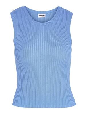 NMCREE S/L O-NECK CROP KNIT TOP Azure Blue-ALASKAN BLUE