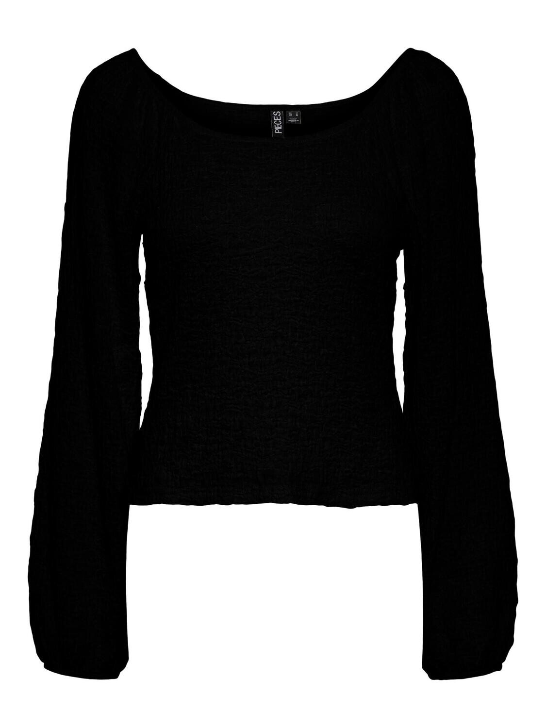 PCKIERA LS SOFT SQUARE NECK TOP Black