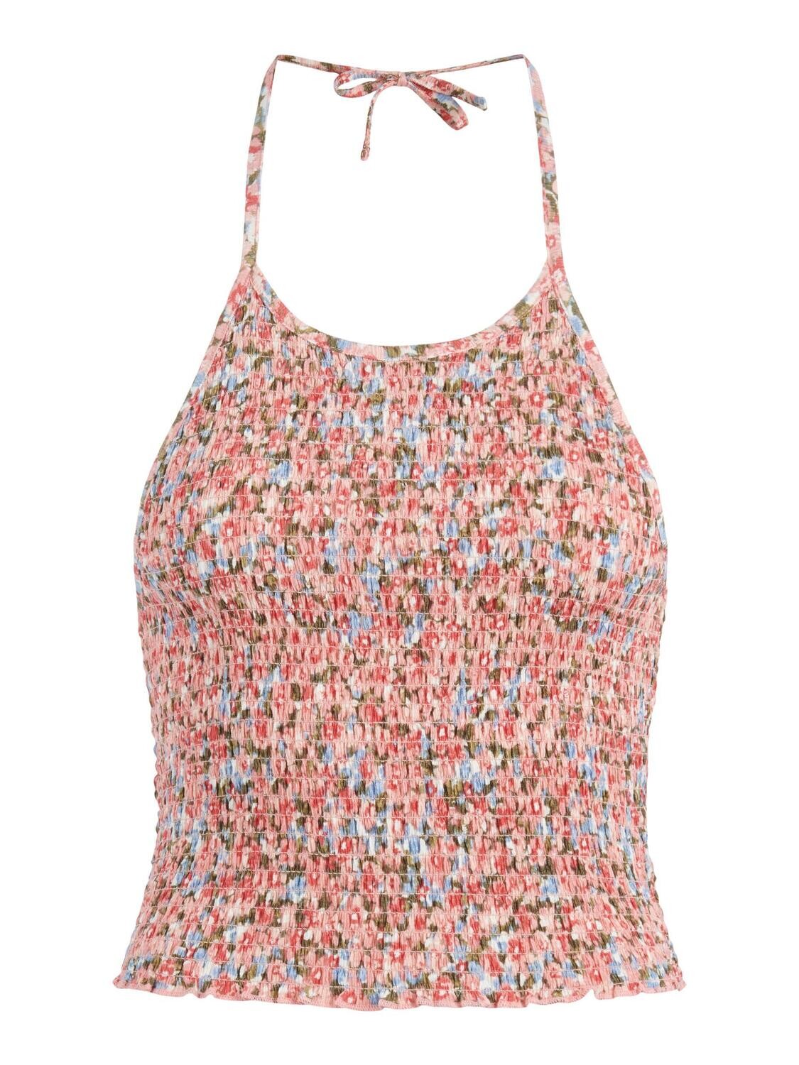 PCSELINA HALTER NECK TOP BC Strawberry Pink-SMALL FLOWER