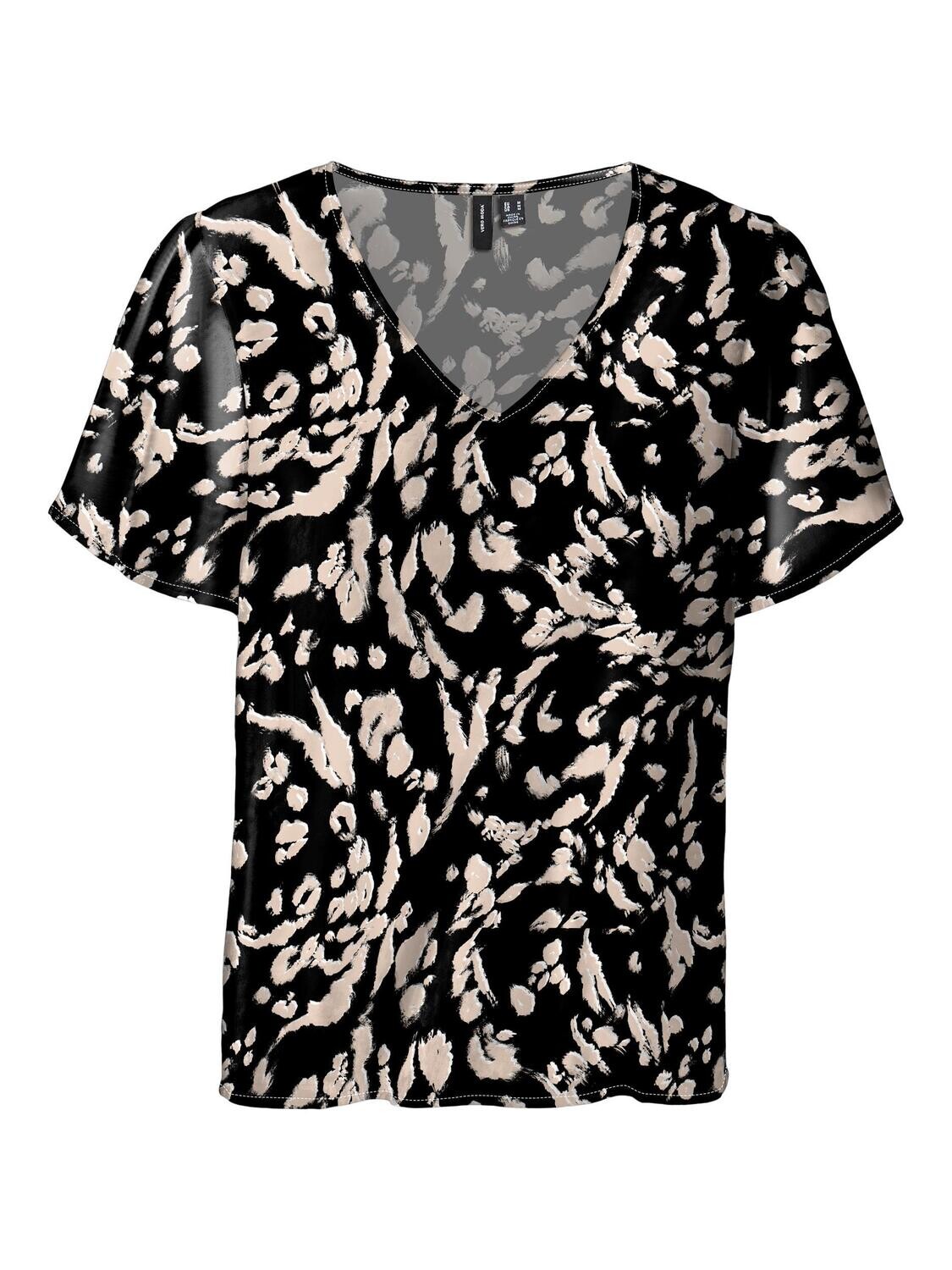 VMEASY V-NECK SS BLOUSE R1 WVN GA Black/Cila