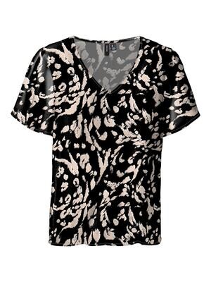 VMEASY V-NECK SS BLOUSE R1 WVN GA Black/Cila
