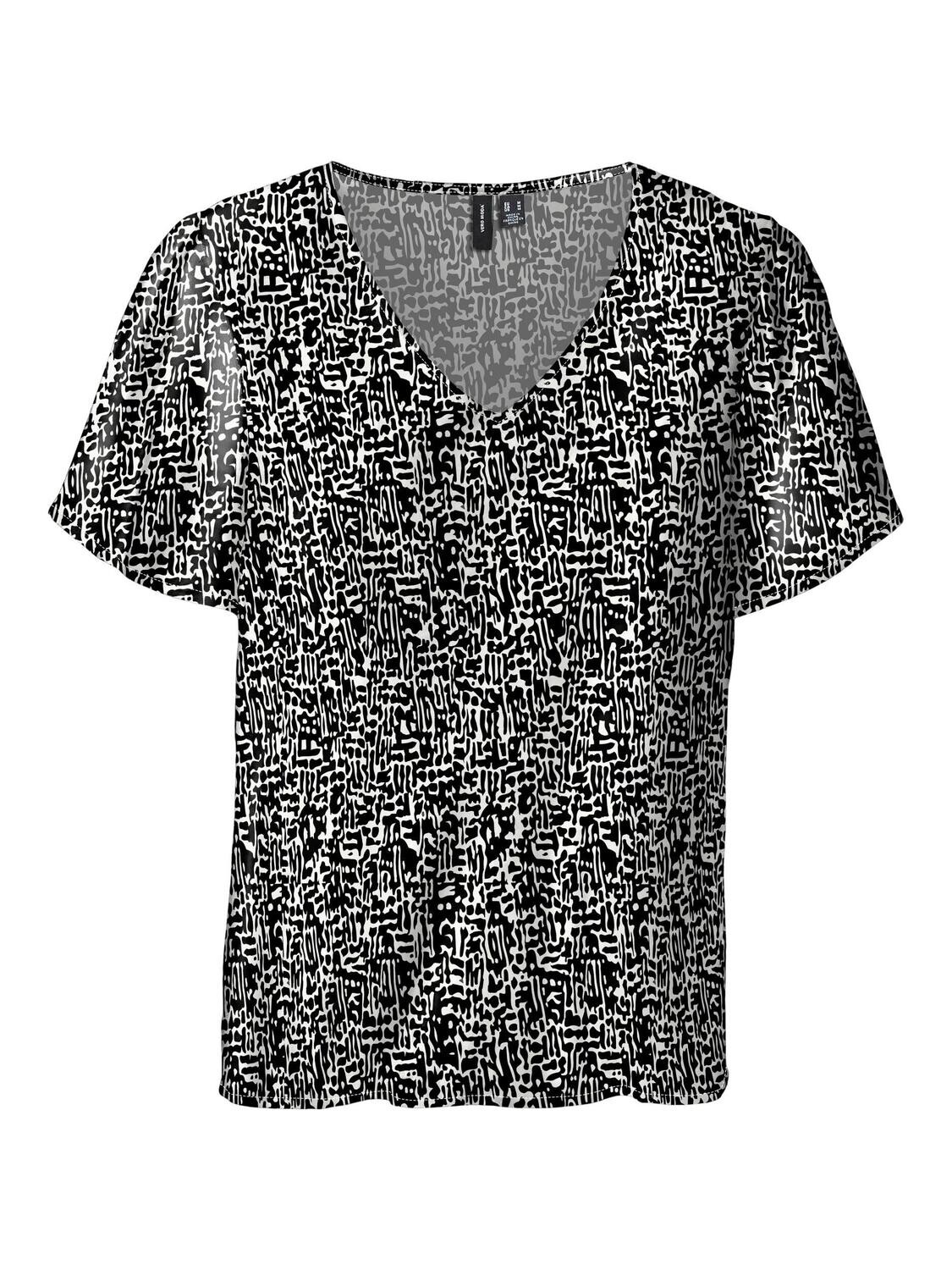 VMEASY V-NECK SS BLOUSE R1 WVN GA Snow White/Fia