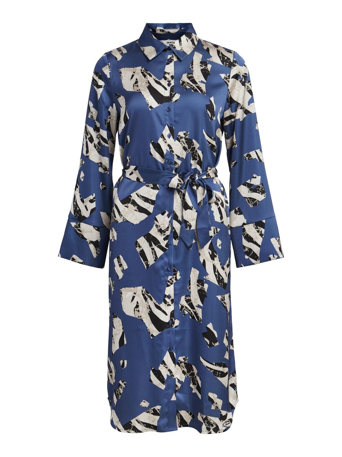 OBJZATIE LS MIDI SHIRT DRESS A PS 23 Blue Indigo/Sandshel