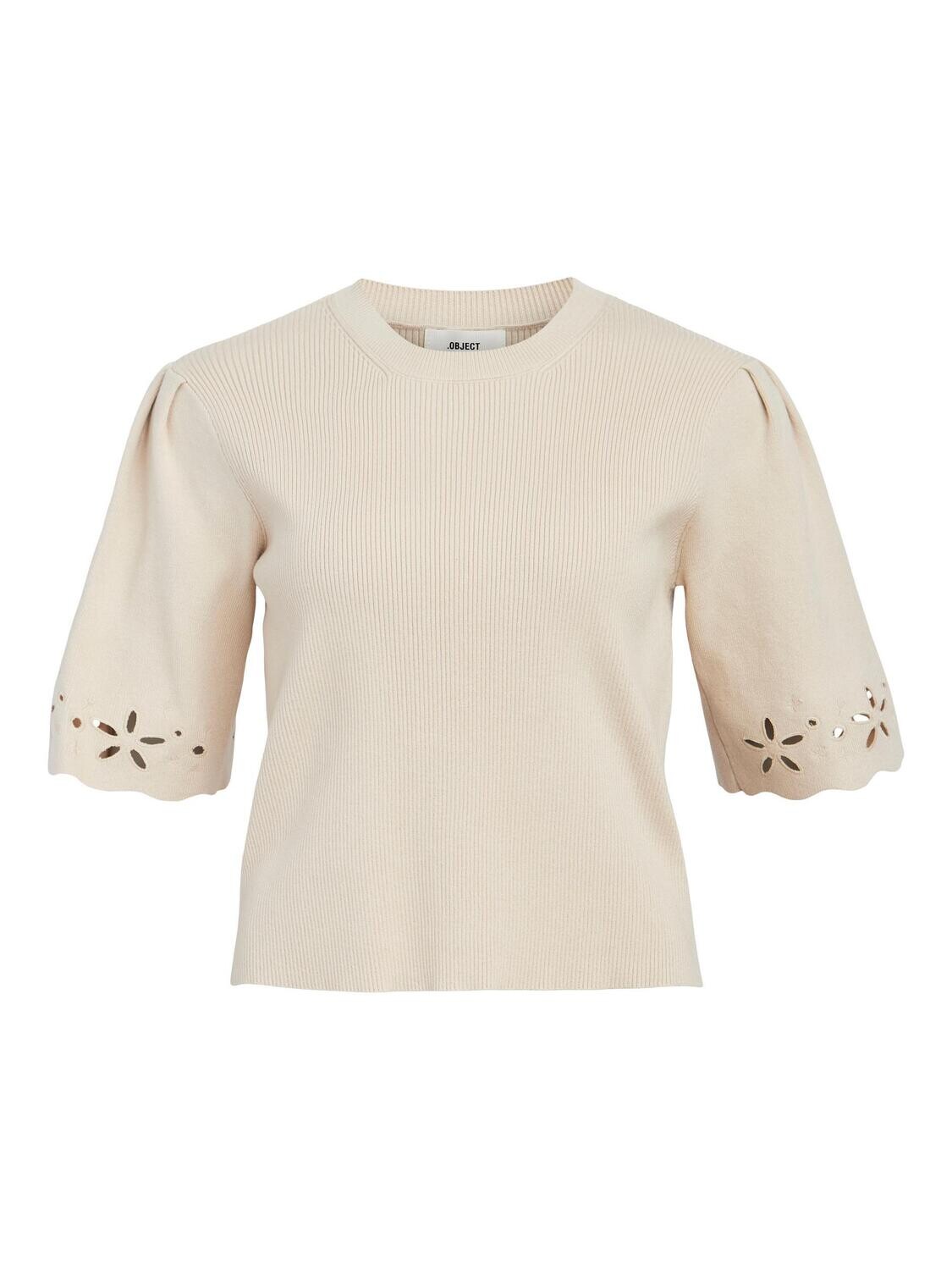 OBJREYNARD S/S KNIT PULLOVER 126 Sandshell