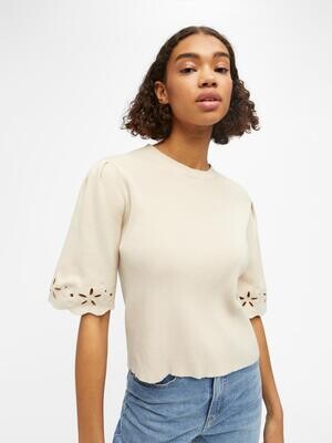 OBJREYNARD S/S KNIT PULLOVER 126 Sandshell