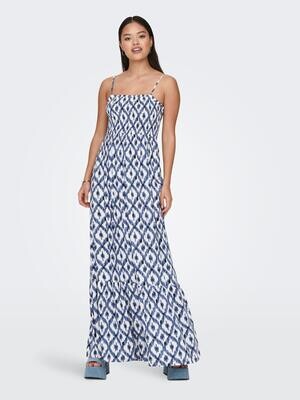 JDYSTARR LIFE SMOCK MAXI DRESS WVN Cloud Dancer-AZTEK BLUE PRINT