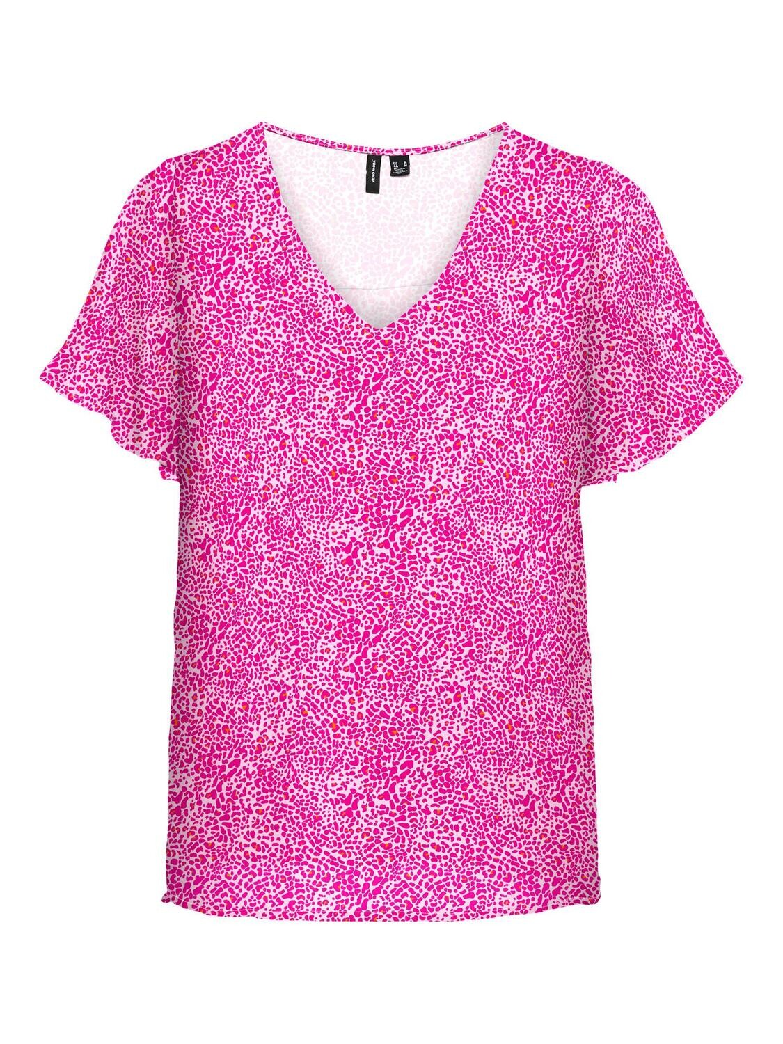 VMSMILLA SS V-NECK TOP WVN GA Parfait Pink/Lea