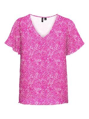 VMSMILLA SS V-NECK TOP WVN GA Parfait Pink/Lea