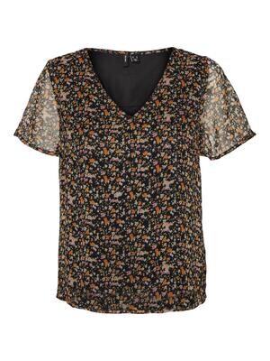 VMSMILLA SS V-NECK TOP WVN GA Black-Mari