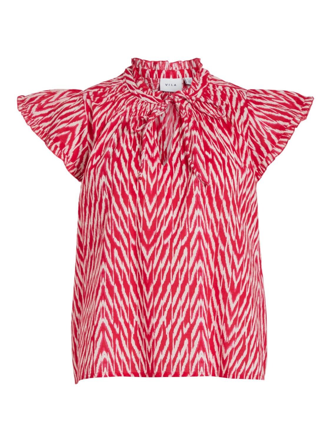 VILEDA KIRA V-NECK S/S TOP/SU/F Pink Yarrow/Kira