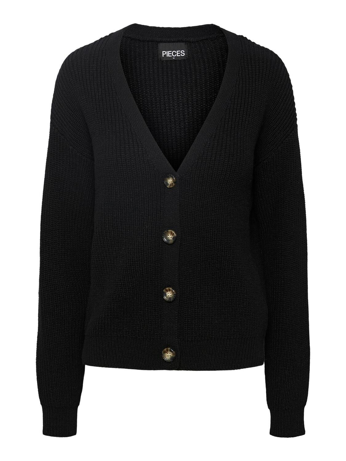 PCKARIE LS KNIT CARDIGAN NOOS BC Black