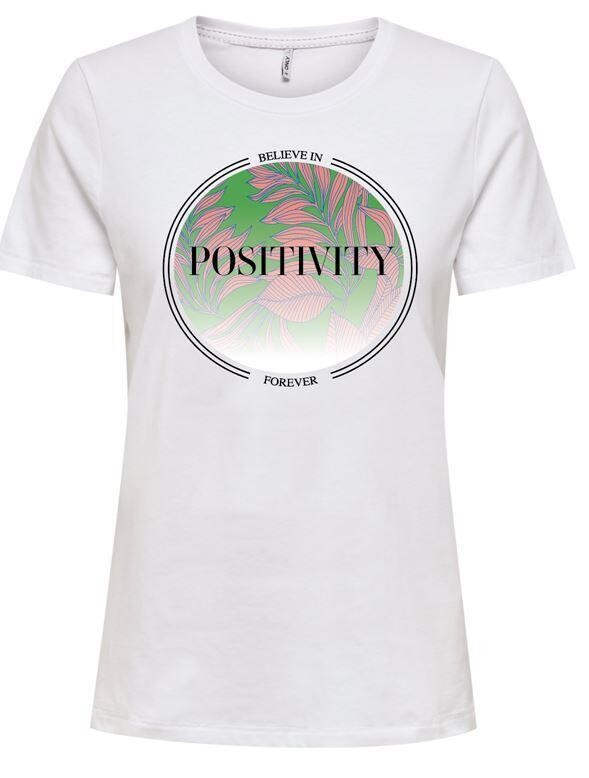 ONLKITA REG S/S GRAPHIC TOP BOX CS JRS Bright White-Positivity