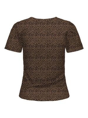 JDYKAMILLA S/S V-NECK TOP JRS Toasted Coconut-BLACK ZEBRA
