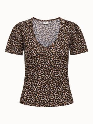 JDYKAMILLA S/S V-NECK TOP JRS Toasted Coconut-MULTI LEO