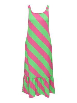 ONLALMA LIFE VIS NOEMI LONG DRESS AOP Shocking Pink-421 Great stripe
