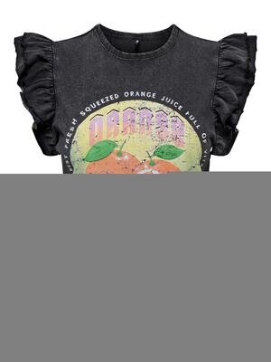 ONLLUCY S/S FRUIT TOP BOX JRS Black-Orange