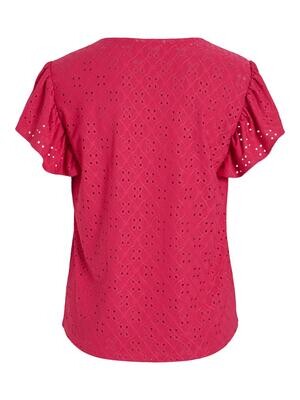 VIKAWA V-NECK S/S TOP/SU/LC Pink Yarrow