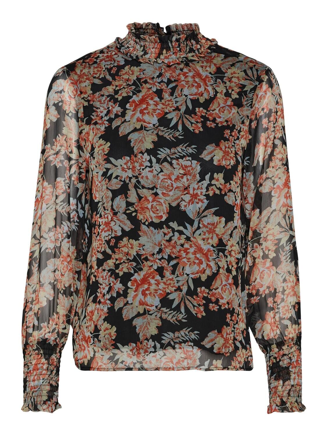 VMCHIFFA LS HIGH NECK BLOUSE WVN GA Black-LORA