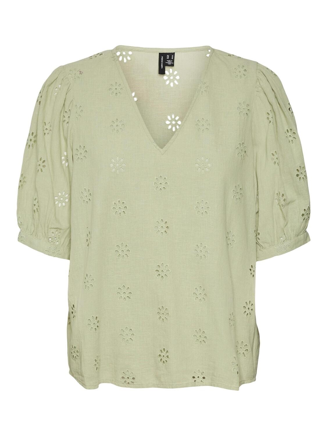 VMMAJA 2/4 V-NECK TOP WVN Reseda