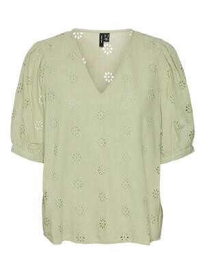 VMMAJA 2/4 V-NECK TOP WVN Reseda