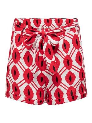 ONLTHYRA AOP PAPERBAG SHORTS WVN CS Black-CHINCILLA N CLOUD DANCER