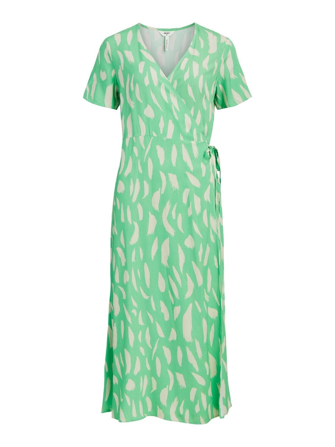 OBJEMA ELISE S/S LONG WRAP DRESS NOOS Spring Bouquet-Sandshell aop