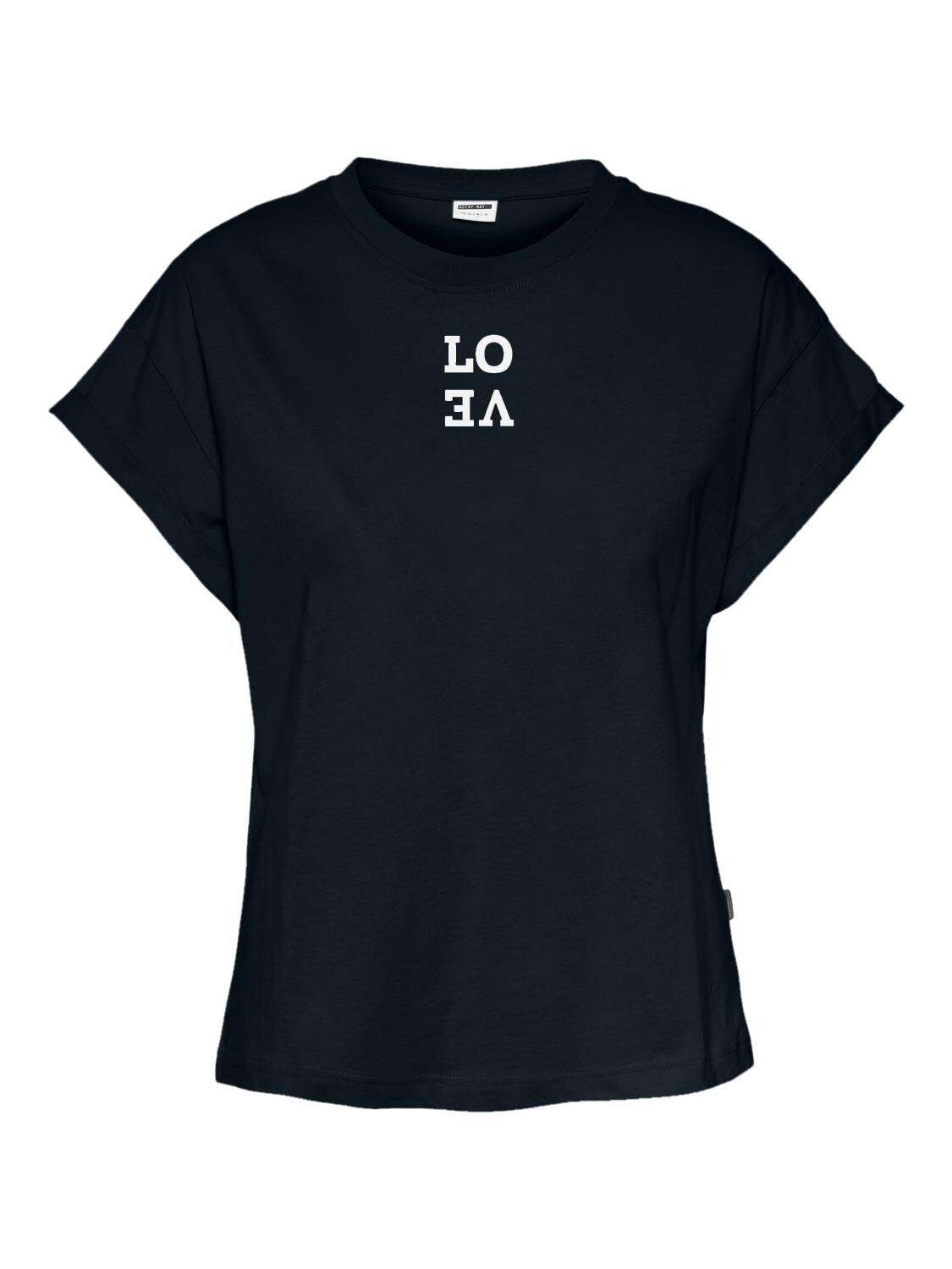 NMABBIE QUOTE S/S O-NECK T-SHIRT Black-LOVE