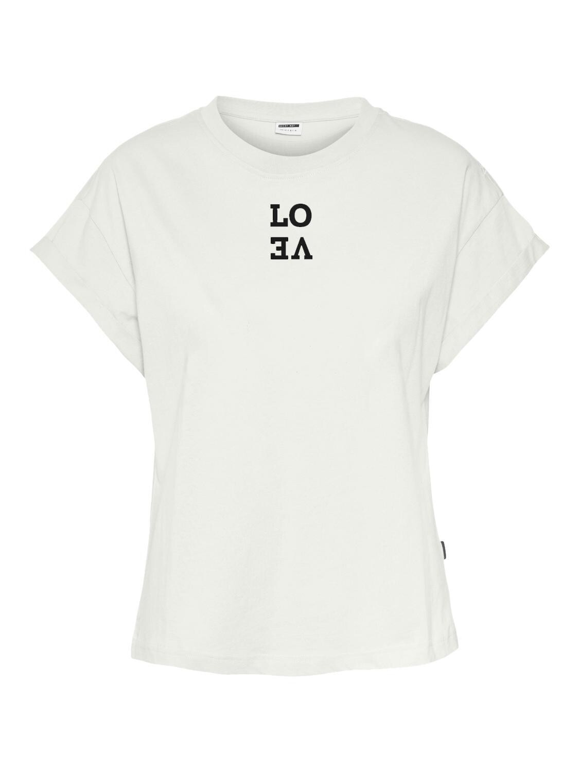 NMABBIE QUOTE S/S O-NECK T-SHIRT Bright White-LOVE