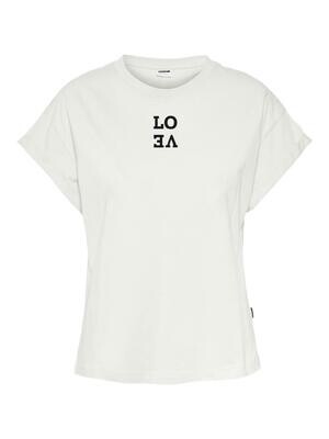 NMABBIE QUOTE S/S O-NECK T-SHIRT Bright White-LOVE
