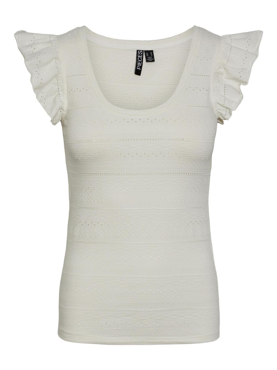 PCSELMA SL O-NECK TOP BC Cloud Dancer