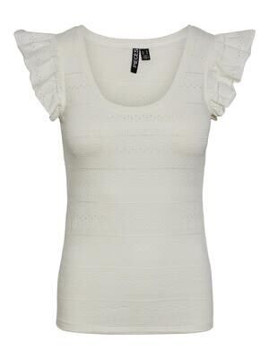 PCSELMA SL O-NECK TOP BC Cloud Dancer