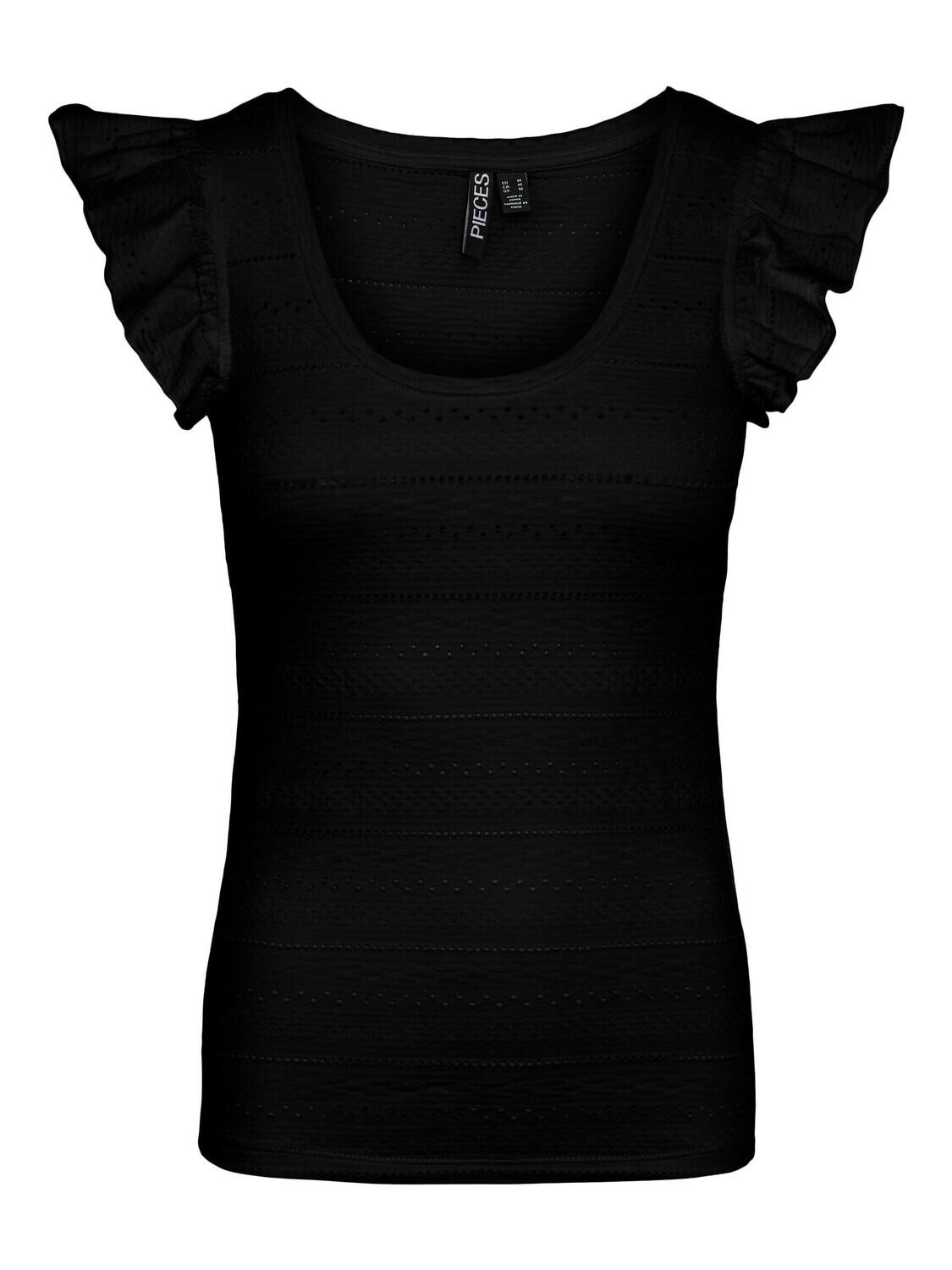 PCSELMA SL O-NECK TOP BC Black
