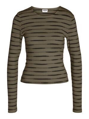 NMMALINA L/S STRIPE TOP JRS Capers/BLACK