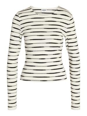 NMMALINA L/S STRIPE TOP JRS Snow White/BLACK/ WH