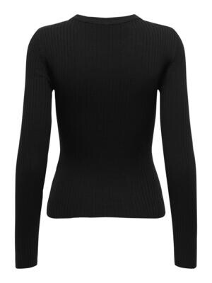 JDYPLUM L/S O-NECK STRIPE PULLOVER KNT Black