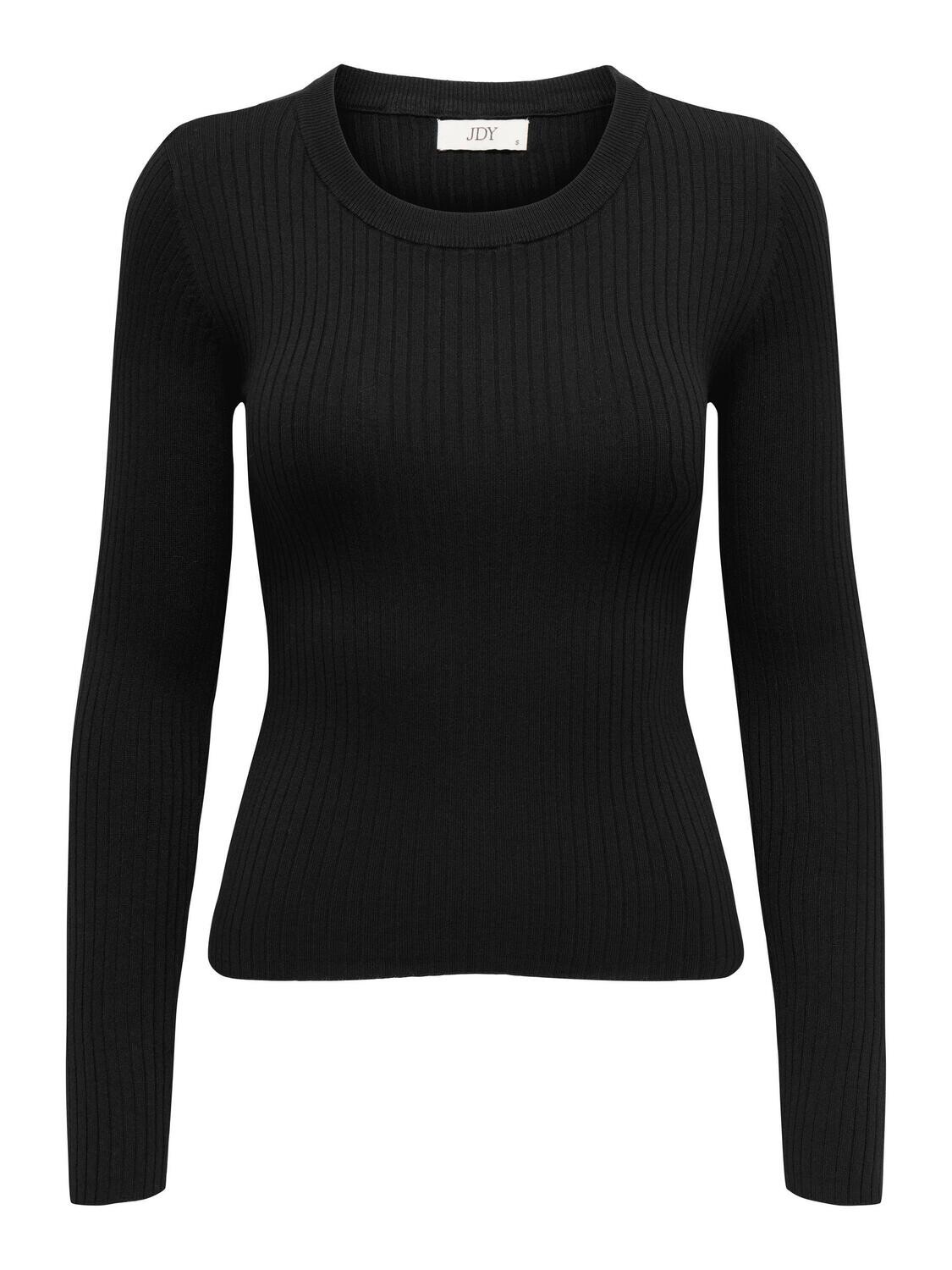 JDYPLUM L/S O-NECK STRIPE PULLOVER KNT Black