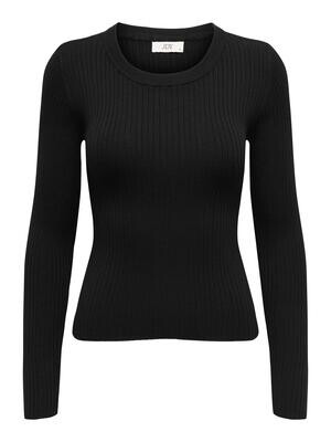 JDYPLUM L/S O-NECK STRIPE PULLOVER KNT Black