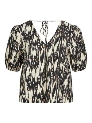 OBJFANJA S/S TOP 128 Sandshell/Black