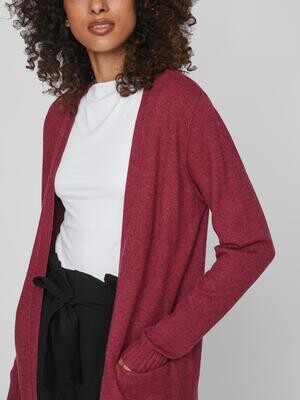 VIRIL OPEN L/S KNIT CARDIGAN - NOOS Beet Red/DARK MELANG