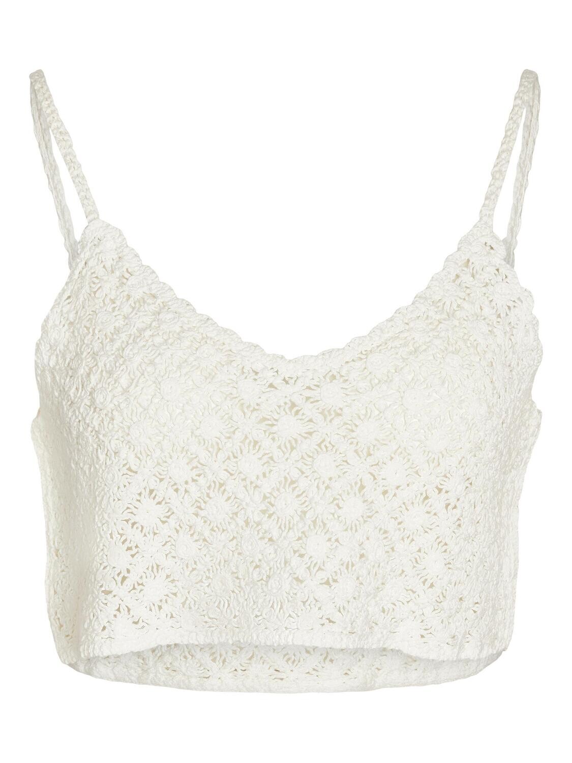 NMROZA S/L V-NECK CROP KNIT TOP Eggnog