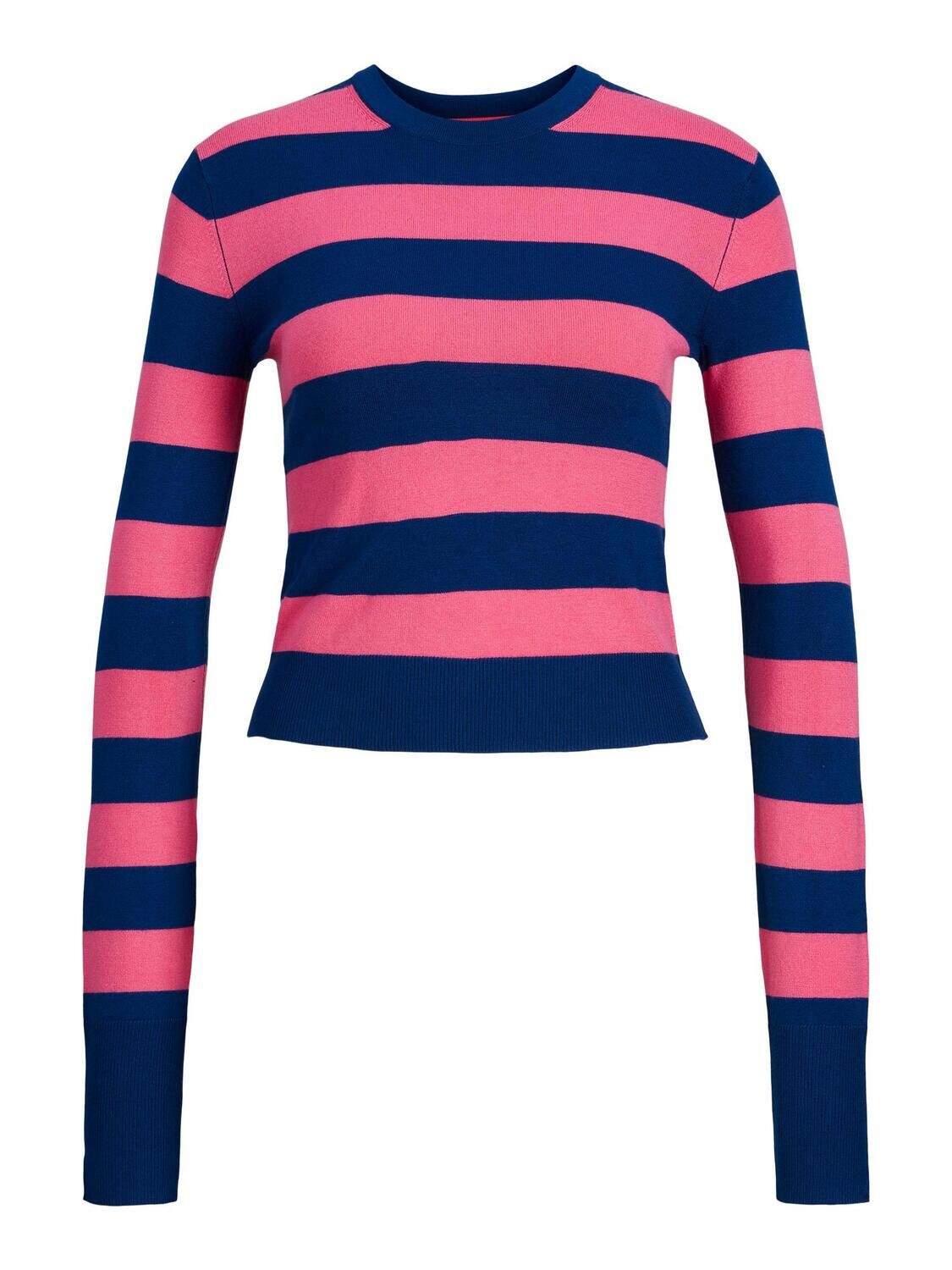 JXVALENTINA SOFT STRIPE CROP KNIT SN Sodalite Blue-Carmine Rose