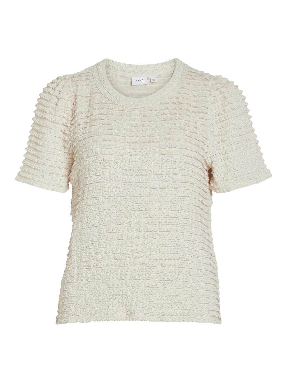 VILOGAN OPEN O-NECK S/S TOP/SU Birch