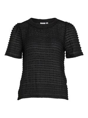 VILOGAN OPEN O-NECK S/S TOP/SU Black
