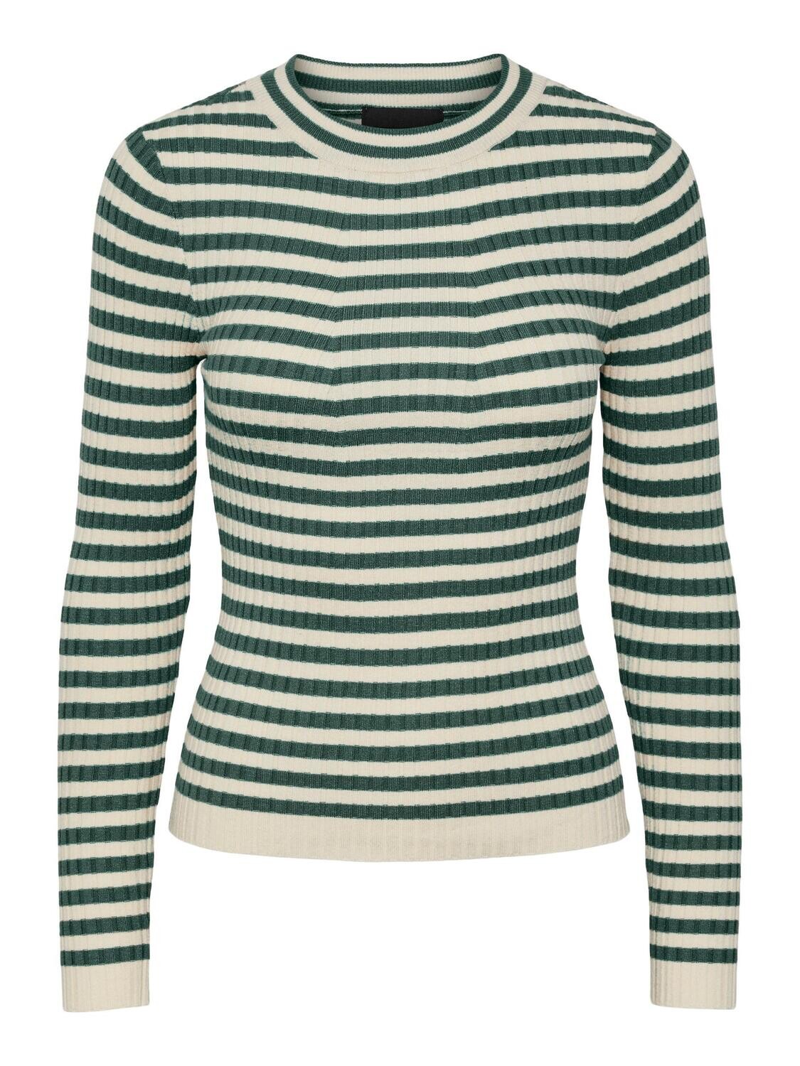 PCCRISTA LS O-NECK KNIT NOOS BC Trekking Green/BIRCH