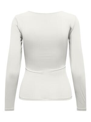 ONLEA L/S 2-WAY DEEP NECK TOP JRS NOOS Cloud Dancer