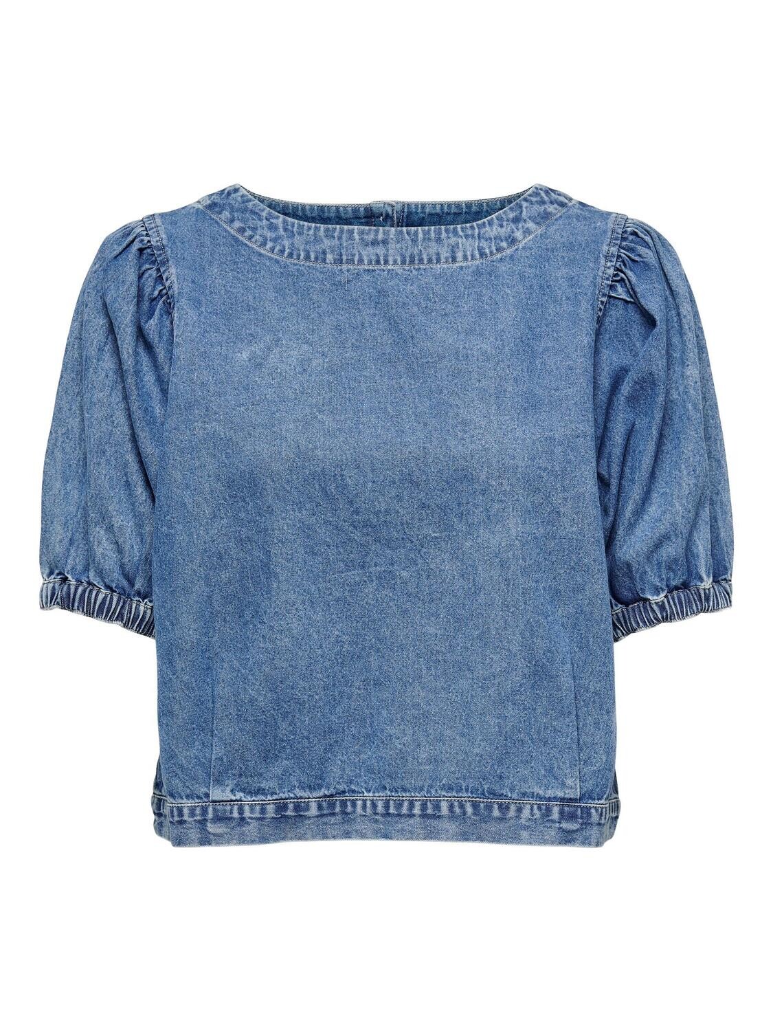 JDYNANCY 2/4 CROPPED TOP WVN Medium Blue Denim