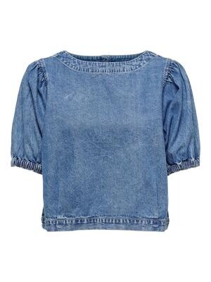 JDYNANCY 2/4 CROPPED TOP WVN Medium Blue Denim