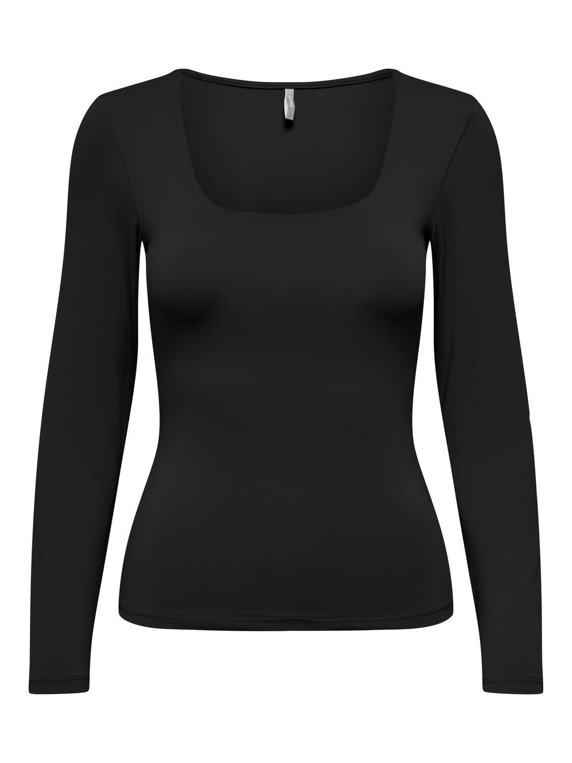 ONLEA L/S 2-WAY DEEP NECK TOP JRS NOOS Black