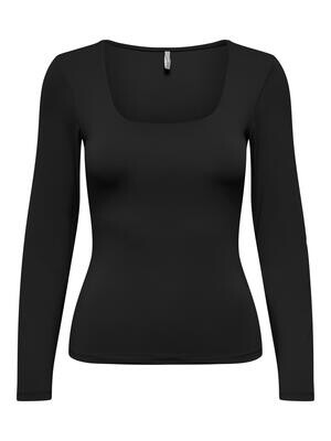 ONLEA L/S 2-WAY DEEP NECK TOP JRS NOOS Black