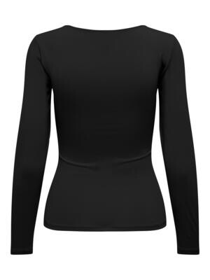 ONLEA L/S 2-WAY DEEP NECK TOP JRS NOOS Black